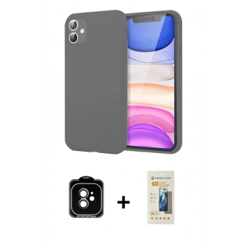 MARSİLYAN™- iPhone 11 Kılıf Kozmos Yansıma Özel Seri - Siyah 6D Mat Seramik Hayalet Nano Ekran Koruyucu + PVD Metal Kamera Lens - TU
