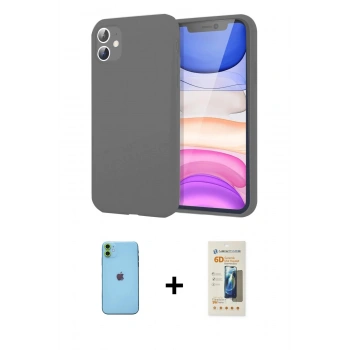 MARSİLYAN™- iPhone 11 Kılıf Kozmos Yansıma Özel Seri - Siyah 6D Mat Seramik Hayalet Nano Ekran Koruyucu + Neon Fosforlu Kamera Lens - YL