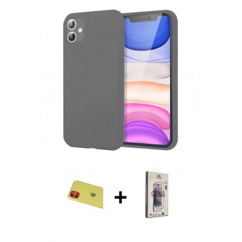 MARSİLYAN™- iPhone 11 Kılıf Kozmos Yansıma Özel Seri - Siyah Bilvis 3D Cam Ekran Koruyucu + Rainbow Kamera Lens Koruma Cam - KI
