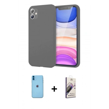 MARSİLYAN™- iPhone 11 Kılıf Kozmos Yansıma Özel Seri - Siyah Bilvis 3D Mat Cam Ekran Koruyucu + Neon Fosforlu Kamera Lens - MI