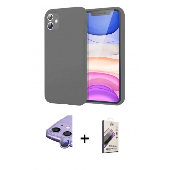 MARSİLYAN™- iPhone 11 Kılıf Kozmos Yansıma Özel Seri - Siyah Bilvis 3D Mat Cam Ekran Koruyucu + Raze Metal Kamera Lens - MR