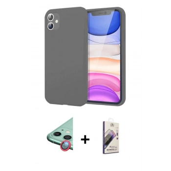 MARSİLYAN™- iPhone 11 Kılıf Kozmos Yansıma Özel Seri - Siyah Bilvis 3D Mat Cam Ekran Koruyucu + Raze Metal Kamera Lens - KI
