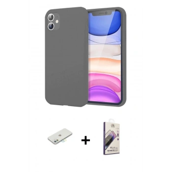 MARSİLYAN™- iPhone 11 Kılıf Kozmos Yansıma Özel Seri - Siyah Bilvis 3D Mat Cam Ekran Koruyucu + Renkli Kamera Lens Koruma Cam - SI