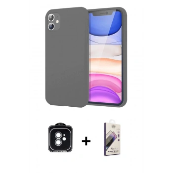 MARSİLYAN™- iPhone 11 Kılıf Kozmos Yansıma Özel Seri - Siyah Bilvis 3D Mat Cam Ekran Koruyucu + PVD Metal Kamera Lens - YL