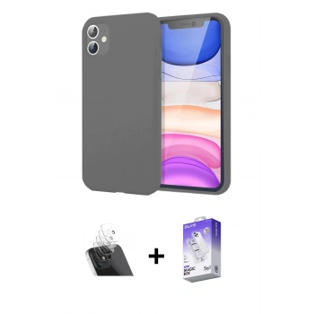 MARSİLYAN™- iPhone 11 Kılıf Kozmos Yansıma Özel Seri - Siyah Bilvis 5in1 3D Magic Cam Ekran Koruyucu + Kamera Lens Koruma Cam - SF