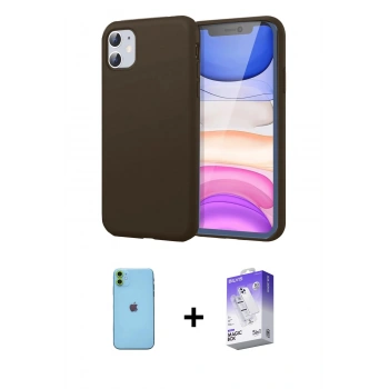 MARSİLYAN™- iPhone 11 Kılıf Kozmos Yansıma Özel Seri - Siyah Bilvis 5in1 3D Magic Cam Ekran Koruyucu + Neon Fosforlu Kamera Lens - YL