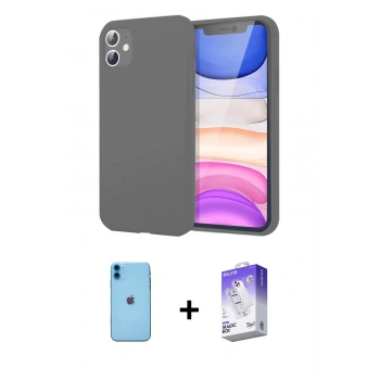 MARSİLYAN™- iPhone 11 Kılıf Kozmos Yansıma Özel Seri - Siyah Bilvis 5in1 3D Magic Cam Ekran Koruyucu + Neon Fosforlu Kamera Lens - MI