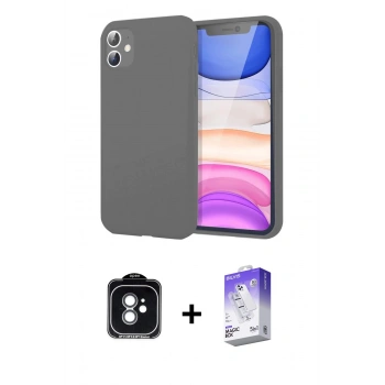 MARSİLYAN™- iPhone 11 Kılıf Kozmos Yansıma Özel Seri - Siyah Bilvis 5in1 3D Magic Cam Ekran Koruyucu + PVD Metal Kamera Lens - YL