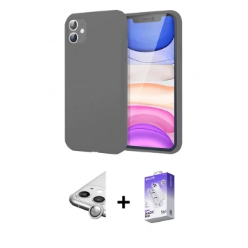 MARSİLYAN™- iPhone 11 Kılıf Kozmos Yansıma Özel Seri - Siyah Bilvis 5in1 3D Magic Cam Ekran Koruyucu + Raze Metal Kamera Lens - GS