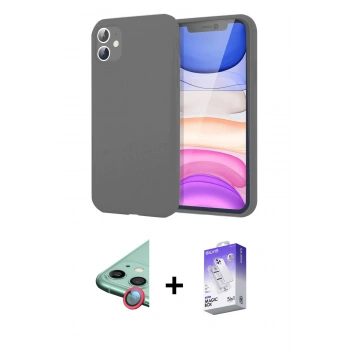 MARSİLYAN™- iPhone 11 Kılıf Kozmos Yansıma Özel Seri - Siyah Bilvis 5in1 3D Magic Cam Ekran Koruyucu + Raze Metal Kamera Lens - KI