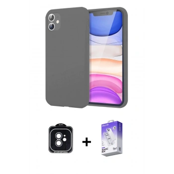 MARSİLYAN™- iPhone 11 Kılıf Kozmos Yansıma Özel Seri - Siyah Bilvis 5in1 3D Magic Cam Ekran Koruyucu + PVD Metal Kamera Lens - SH