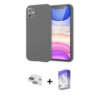 MARSİLYAN™- iPhone 11 Kılıf Kozmos Yansıma Özel Seri - Siyah Bilvis 5in1 3D Magic Cam Ekran Koruyucu + Pers Alüminyum Kamera Lens - YL
