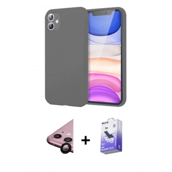 MARSİLYAN™- iPhone 11 Kılıf Kozmos Yansıma Özel Seri - Siyah Bilvis 5in1 5D Magic Hayalet Cam Ekran Koruyucu + Raze Metal Kamera Lens - SH