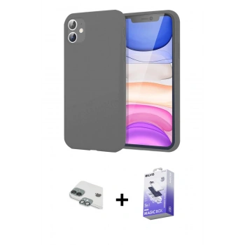MARSİLYAN™- iPhone 11 Kılıf Kozmos Yansıma Özel Seri - Siyah Bilvis 5in1 5D Magic Hayalet Cam Ekran Koruyucu + Pers Alüminyum Kamera Lens - YL