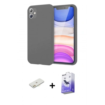 MARSİLYAN™- iPhone 11 Kılıf Kozmos Yansıma Özel Seri - Siyah Bilvis 5in1 5D Magic Hayalet Cam Ekran Koruyucu + Renkli Kamera Lens Koruma Cam - TU