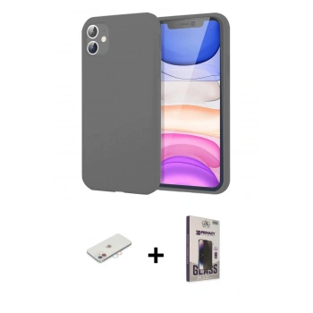 MARSİLYAN™- iPhone 11 Kılıf Kozmos Yansıma Özel Seri - Siyah Bilvis Hayalet Cam Ekran Koruyucu + Renkli Kamera Lens Koruma Cam - PE