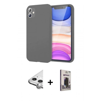 MARSİLYAN™- iPhone 11 Kılıf Kozmos Yansıma Özel Seri - Siyah Bilvis Hayalet Cam Ekran Koruyucu + Raze Metal Kamera Lens - GS