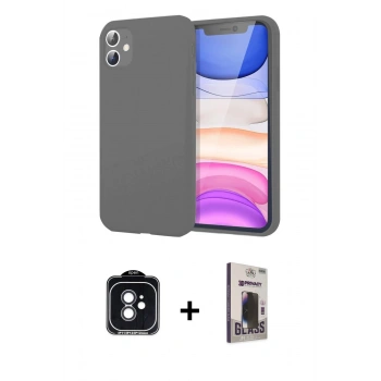 MARSİLYAN™- iPhone 11 Kılıf Kozmos Yansıma Özel Seri - Siyah Bilvis Hayalet Cam Ekran Koruyucu + PVD Metal Kamera Lens - SH