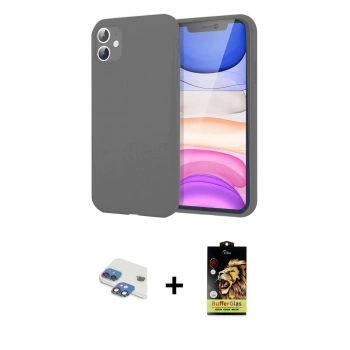 MARSİLYAN™- iPhone 11 Kılıf Kozmos Yansıma Özel Seri - Siyah Buffer Cam Ekran Koruyucu + Pers Alüminyum Kamera Lens - GI