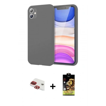 MARSİLYAN™- iPhone 11 Kılıf Kozmos Yansıma Özel Seri - Siyah Buffer Cam Ekran Koruyucu + Pers Alüminyum Kamera Lens - KI