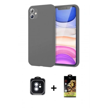 MARSİLYAN™- iPhone 11 Kılıf Kozmos Yansıma Özel Seri - Siyah Buffer Cam Ekran Koruyucu + PVD Metal Kamera Lens - MI