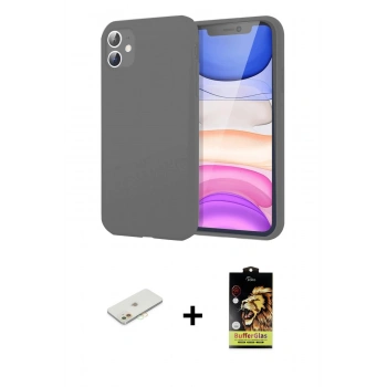 MARSİLYAN™- iPhone 11 Kılıf Kozmos Yansıma Özel Seri - Siyah Buffer Cam Ekran Koruyucu + Renkli Kamera Lens Koruma Cam - TU