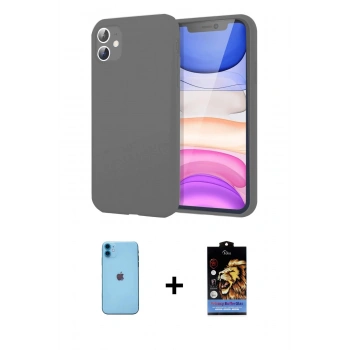 MARSİLYAN™- iPhone 11 Kılıf Kozmos Yansıma Özel Seri - Siyah Buffer Hayalet Cam Ekran Koruyucu + Neon Fosforlu Kamera Lens - MI