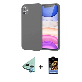 MARSİLYAN™- iPhone 11 Kılıf Kozmos Yansıma Özel Seri - Siyah Buffer Hayalet Cam Ekran Koruyucu + Raze Metal Kamera Lens - MI