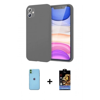 MARSİLYAN™- iPhone 11 Kılıf Kozmos Yansıma Özel Seri - Siyah Buffer Hayalet Cam Ekran Koruyucu + Neon Fosforlu Kamera Lens - YL