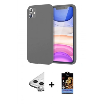 MARSİLYAN™- iPhone 11 Kılıf Kozmos Yansıma Özel Seri - Siyah Buffer Hayalet Cam Ekran Koruyucu + Raze Metal Kamera Lens - GS