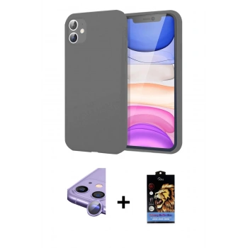 MARSİLYAN™- iPhone 11 Kılıf Kozmos Yansıma Özel Seri - Siyah Buffer Hayalet Cam Ekran Koruyucu + Raze Metal Kamera Lens - MR