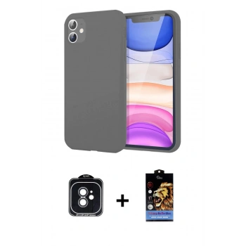 MARSİLYAN™- iPhone 11 Kılıf Kozmos Yansıma Özel Seri - Siyah Buffer Hayalet Cam Ekran Koruyucu + PVD Metal Kamera Lens - SH