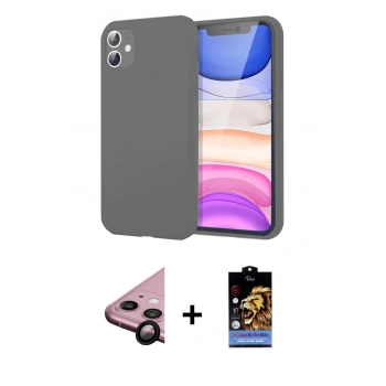 MARSİLYAN™- iPhone 11 Kılıf Kozmos Yansıma Özel Seri - Siyah Buffer Hayalet Cam Ekran Koruyucu + Raze Metal Kamera Lens - SH