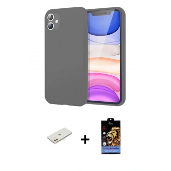 MARSİLYAN™- iPhone 11 Kılıf Kozmos Yansıma Özel Seri - Siyah Buffer Hayalet Cam Ekran Koruyucu + Renkli Kamera Lens Koruma Cam - TU