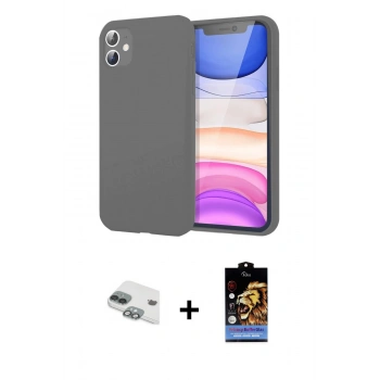 MARSİLYAN™- iPhone 11 Kılıf Kozmos Yansıma Özel Seri - Siyah Buffer Hayalet Cam Ekran Koruyucu + Pers Alüminyum Kamera Lens - YL