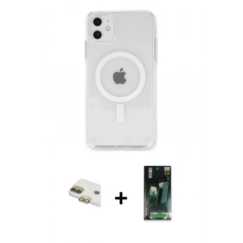 MARSİLYAN™- iPhone 11 Kılıf Kutup Klasik Serisi - Şeffaf 360 Full Body Arka Koruyucu + Pers Alüminyum Kamera Lens - GD