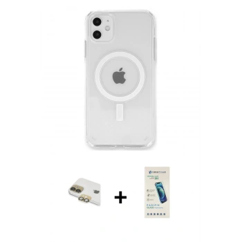 MARSİLYAN™- iPhone 11 Kılıf Kutup Klasik Serisi - Şeffaf Pasifik Cam Ekran Koruyucu + Pers Alüminyum Kamera Lens - GD