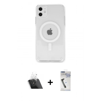 MARSİLYAN™- iPhone 11 Kılıf Kutup Klasik Serisi - Şeffaf Uv Polymer Nano Ekran Koruyucu + Kamera Lens Koruma Cam - SF