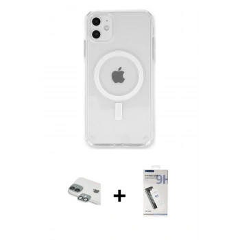 MARSİLYAN™- iPhone 11 Kılıf Kutup Klasik Serisi - Şeffaf Uv Polymer Nano Ekran Koruyucu + Pers Alüminyum Kamera Lens - YL