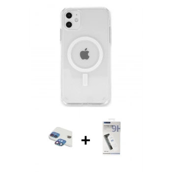 MARSİLYAN™- iPhone 11 Kılıf Kutup Klasik Serisi - Şeffaf Uv Polymer Nano Ekran Koruyucu + Pers Alüminyum Kamera Lens - GI