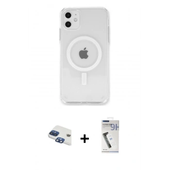 MARSİLYAN™- iPhone 11 Kılıf Kutup Klasik Serisi - Şeffaf Uv Polymer Nano Ekran Koruyucu + Pers Alüminyum Kamera Lens - LT