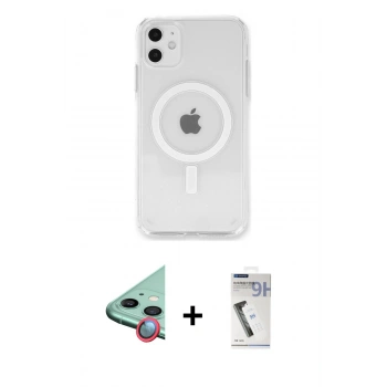 MARSİLYAN™- iPhone 11 Kılıf Kutup Klasik Serisi - Şeffaf Uv Polymer Nano Ekran Koruyucu + Raze Metal Kamera Lens - KI