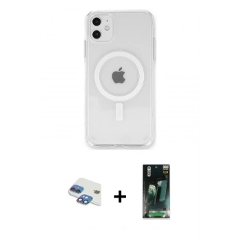 MARSİLYAN™- iPhone 11 Kılıf Kutup Klasik Serisi - Siyah 360 Mat Full Body Arka Koruyucu + Pers Alüminyum Kamera Lens - GI