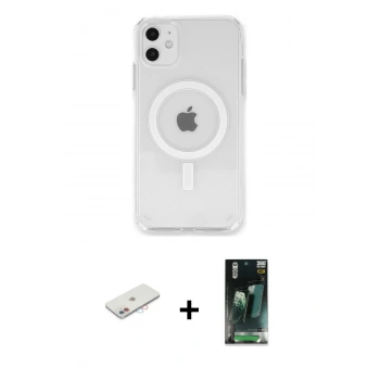 MARSİLYAN™- iPhone 11 Kılıf Kutup Klasik Serisi - Siyah 360 Mat Full Body Arka Koruyucu + Renkli Kamera Lens Koruma Cam - PE