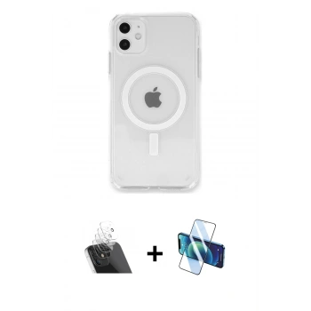 MARSİLYAN™- iPhone 11 Kılıf Kutup Klasik Serisi - Siyah 3D Antistatik Cam Ekran Koruyucu + Kamera Lens Koruma Cam - SF