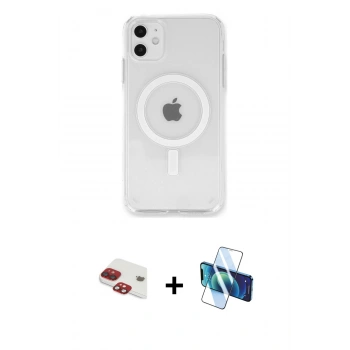 MARSİLYAN™- iPhone 11 Kılıf Kutup Klasik Serisi - Siyah 3D Antistatik Cam Ekran Koruyucu + Pers Alüminyum Kamera Lens - KI
