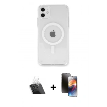 MARSİLYAN™- iPhone 11 Kılıf Kutup Klasik Serisi - Siyah 3D Antistatik Mat Seramik Nano Ekran Koruyucu + Kamera Lens Koruma Cam - SF