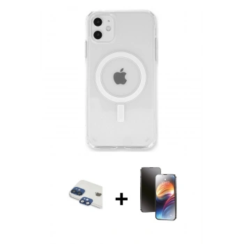 MARSİLYAN™- iPhone 11 Kılıf Kutup Klasik Serisi - Siyah 3D Antistatik Mat Seramik Nano Ekran Koruyucu + Pers Alüminyum Kamera Lens - LT