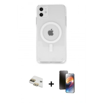 MARSİLYAN™- iPhone 11 Kılıf Kutup Klasik Serisi - Siyah 3D Antistatik Mat Seramik Nano Ekran Koruyucu + Pers Alüminyum Kamera Lens - GD