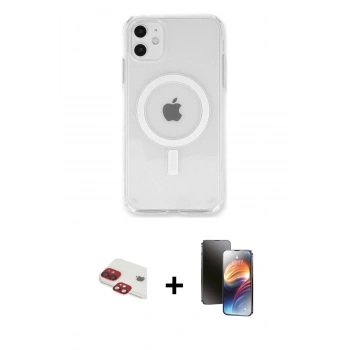 MARSİLYAN™- iPhone 11 Kılıf Kutup Klasik Serisi - Siyah 3D Antistatik Mat Seramik Nano Ekran Koruyucu + Pers Alüminyum Kamera Lens - KI